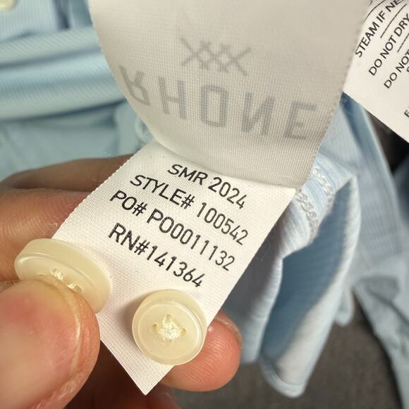 Rhone Shirt Mens L Blue Classic Fit Commuter Button Performance Italian Fabric - Picture 7 of 12